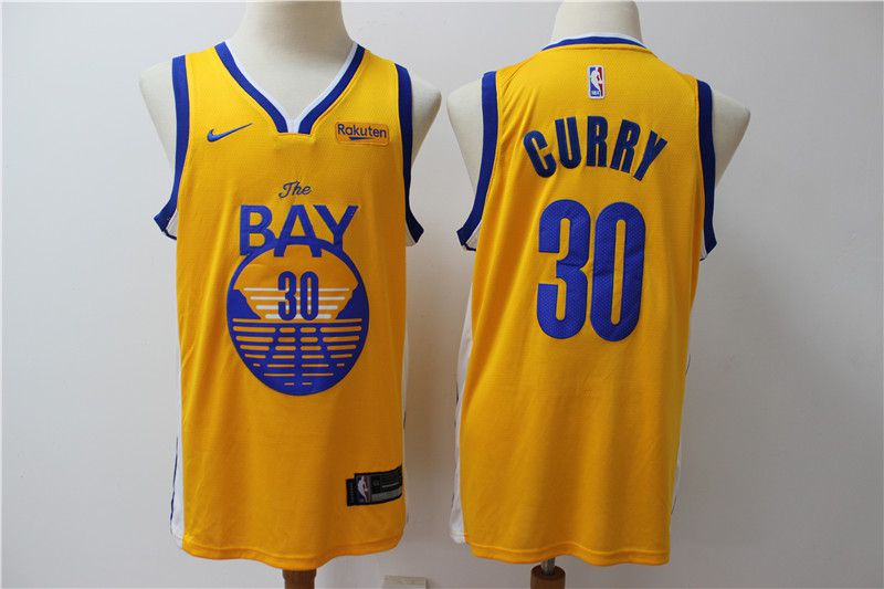 Men Golden State Warriors #30 Curry Yellow Nike Game NBA Jerseys style 2->denver nuggets->NBA Jersey